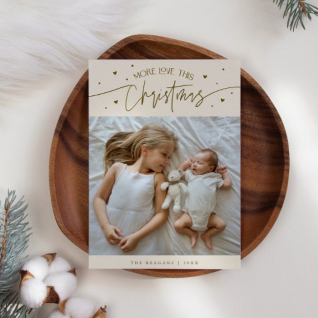 More Love This Christmas Cream Photo Birth Announcement (Creator Uploaded)