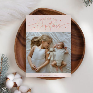 More Love This Christmas Peach Photo Birth Announcement