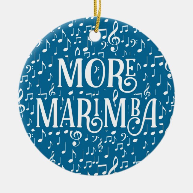 More Marimba - Blue White Music Ceramic Tree Decoration (Front)