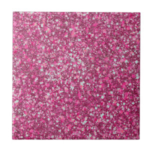 More Mellow Magenta Pink Color Faux Glitter Tile