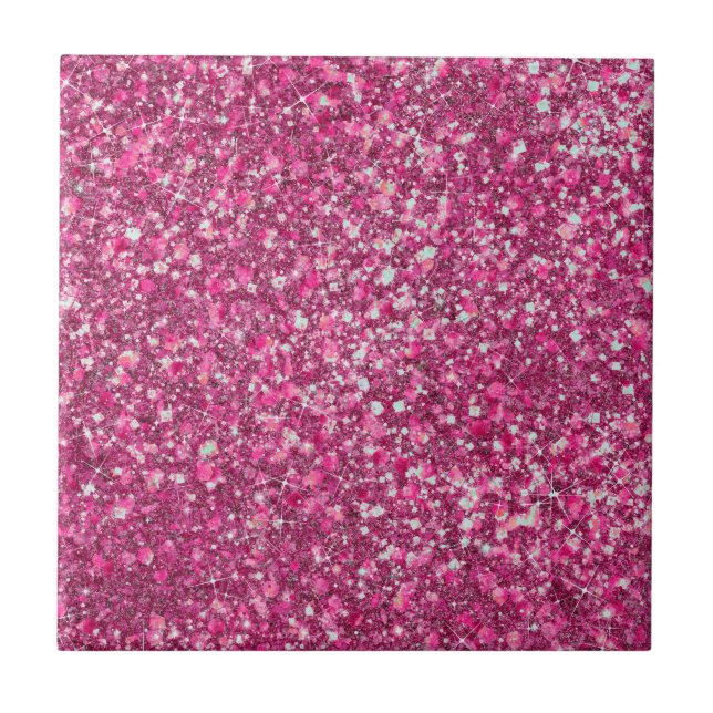 More Mellow Magenta Pink Colour Faux Glitter Tile (Front)