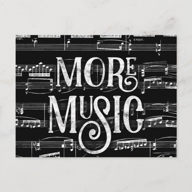 More Music Chalkboard - Black White Musician Postcard (Front)