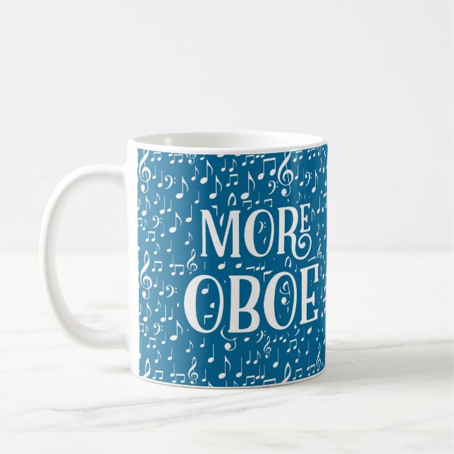 More Oboe - Blue White Music Coffee Mug (Left)