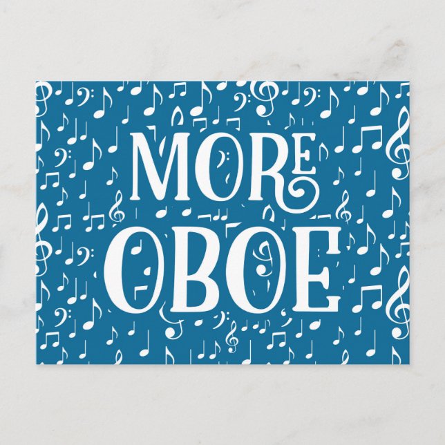 More Oboe - Blue White Music Postcard (Front)