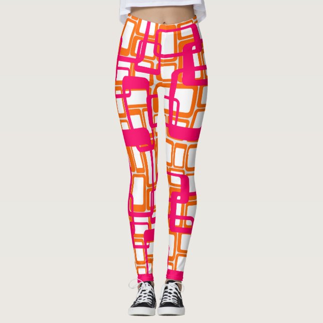 More Open Mid-Century Modern Rectangles Leggings (Front)
