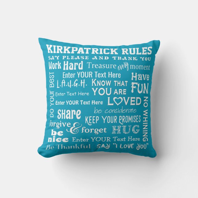 More Personalised "Family Rules" w/ Your Colour Cushion (Front)