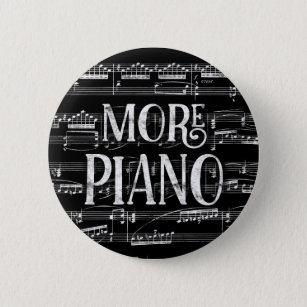 More Piano Chalkboard - Black White Music 6 Cm Round Badge