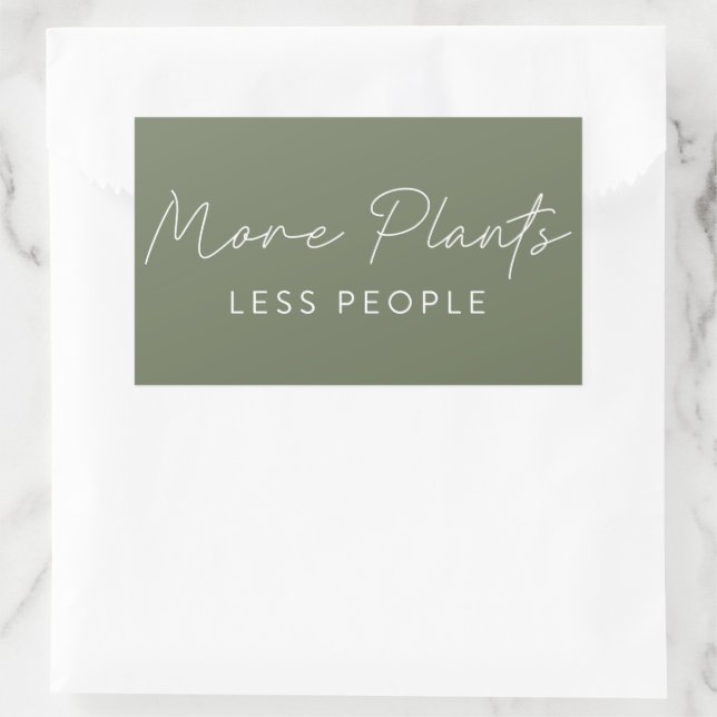 More Plants Less People Fun Green Gardening  Rectangular Sticker (Bag)