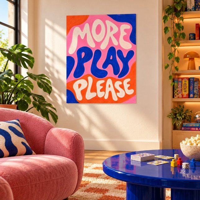 More Play Please Art Print (Unframed paper art print. All texture effects are printed. Room styling props are not included.)