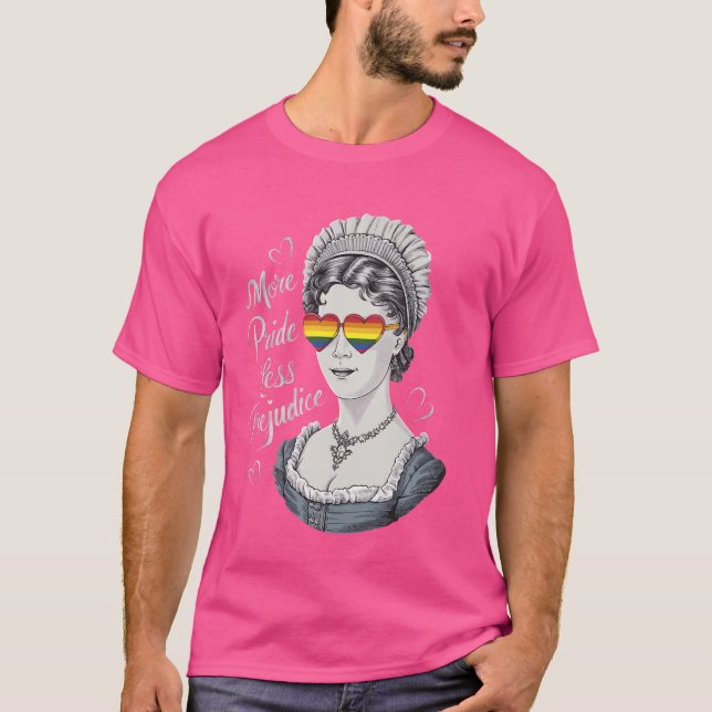 More Pride Less Prejudice Funny LGBT Pride Month T-Shirt (Front)