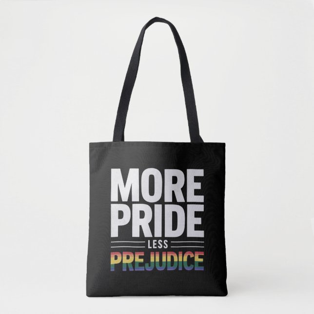 More Pride Less Prejudice Lgbt Gay Pride Month Tote Bag (Front)
