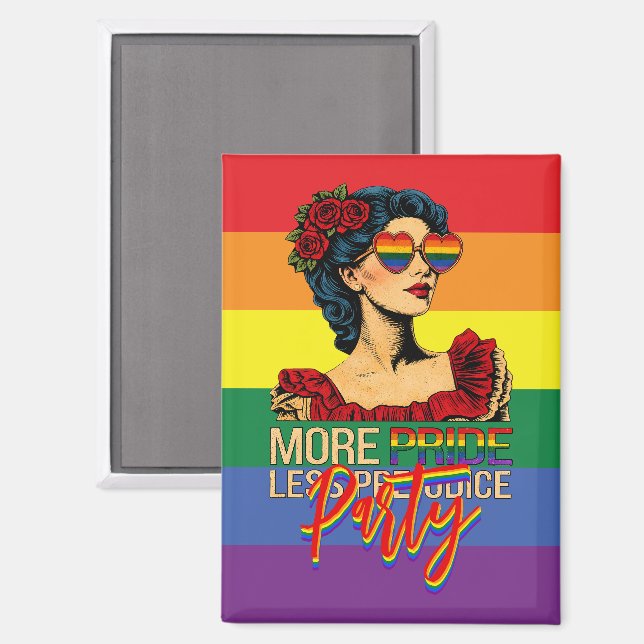 More Pride Less Prejudice Pride Month LGBTQ Magnet (Front/Back)