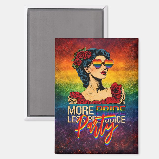More Pride Less Prejudice Pride Month LGBTQ Magnet (Front/Back)