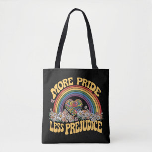 More Pride Less Prejudice Retro Rainbow Pride LGBT Tote Bag