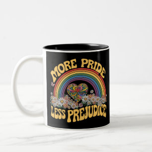 More Pride Less Prejudice Retro Rainbow Pride LGBT Two-Tone Coffee Mug