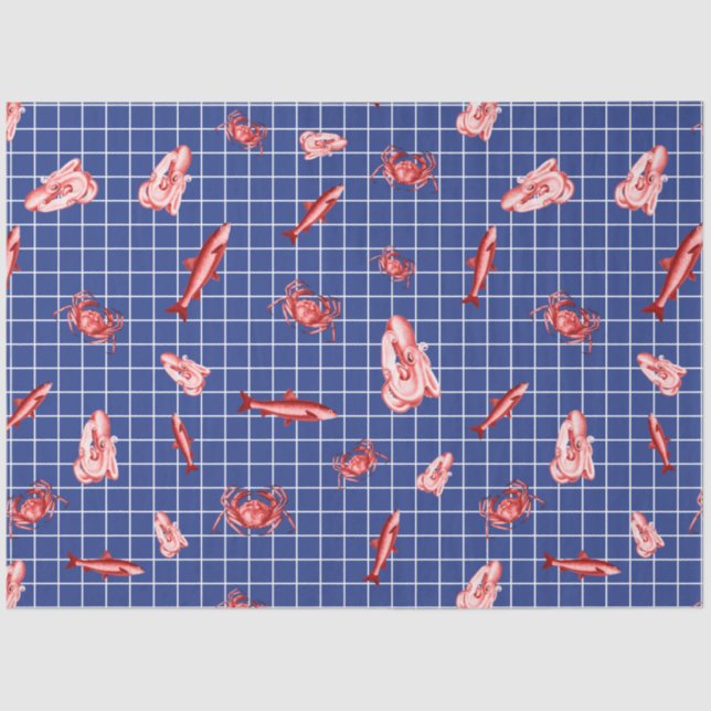 More Red and Navy Nautical Series Design 6 Tissue Paper (Front)