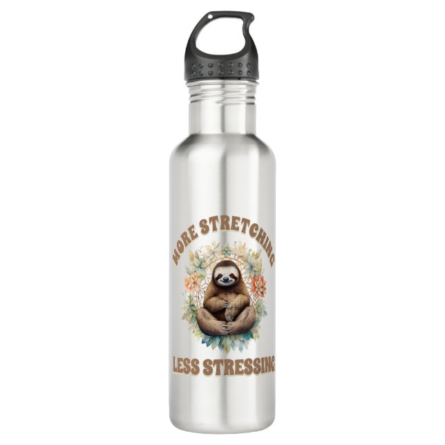 More Stretching Less Stressing Sloth 710 Ml Water Bottle (Front)