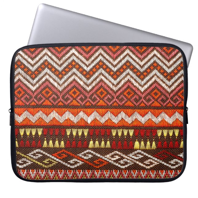 More than 100 years old colourful thai handcraft p laptop sleeve (Front)