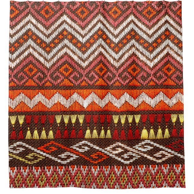 More than 100 years old colourful thai handcraft p shower curtain (Front)