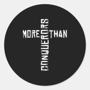 More Than Conquerors - Christian Bible Verse Quote Classic Round Sticker