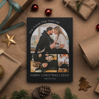 More the Merrier Arch Photo Christmas Pregnancy Holiday Card