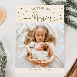 More The Merrier Christmas Cream Photo Birth Announcement