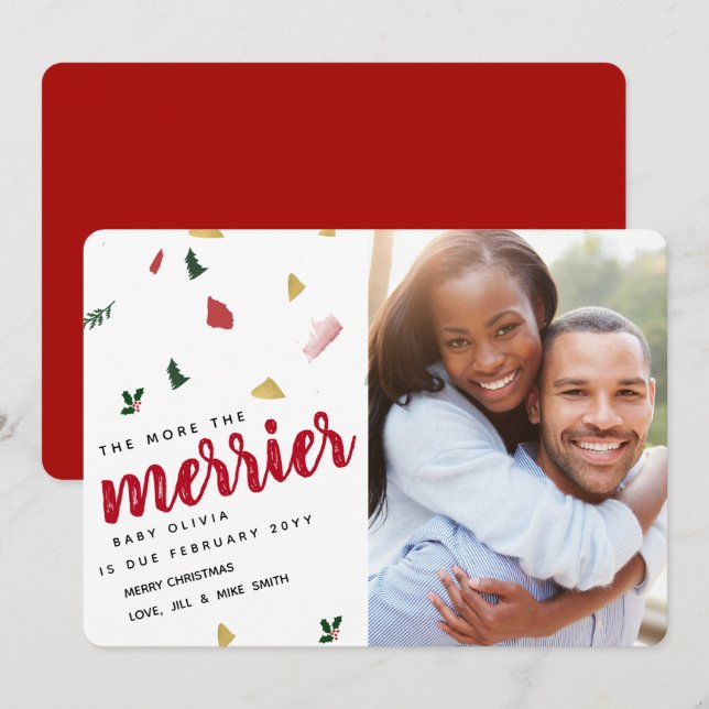 More the Merrier Holiday Pregnancy Announcement (Front/Back)