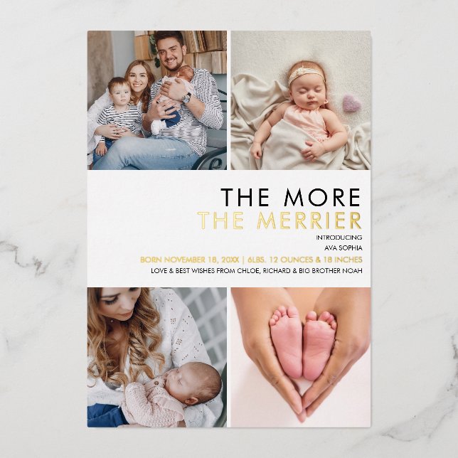 More The Merrier Photo Christmas Birth Gold (Front)