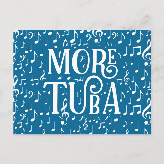 More Tuba - Blue White Music Postcard (Front)