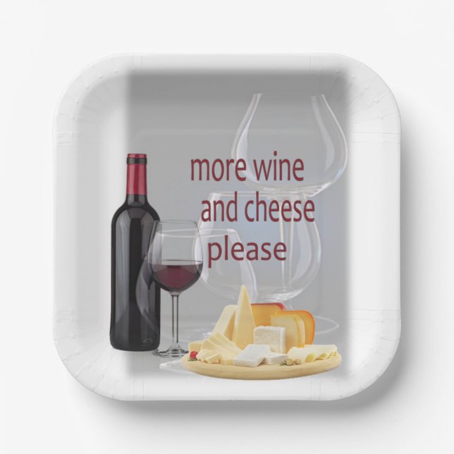 More Wine and Cheese  Paper Plate (Front)