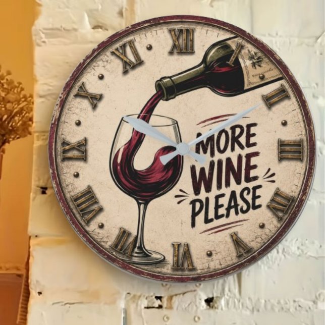 More Wine Please Rustic Home Bar Large Clock (Creator Uploaded)