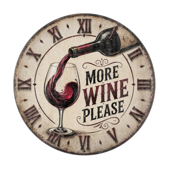 More Wine Please Rustic Vineyard Home Bar Cutting Board (Front)