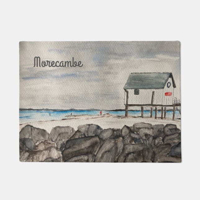 Morecambe Beach Hut Lancashire seaside resort Doormat (Front)