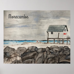 Morecambe Beach Hut painting Poster