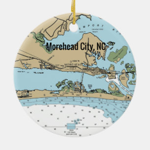 Morehead City NC Chart Ceramic Tree Decoration