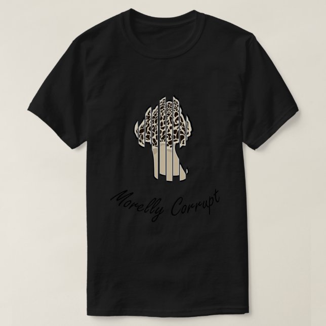 Morelly Corrupt Mushroom Pun T-Shirt (Design Front)