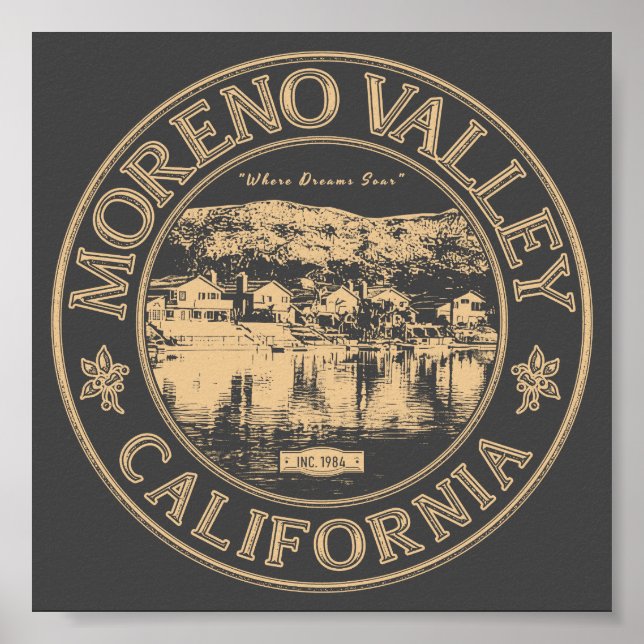 MORENO VALLEY RIVERSIDE CALIFORNIA VINTAGE POSTER (Front)