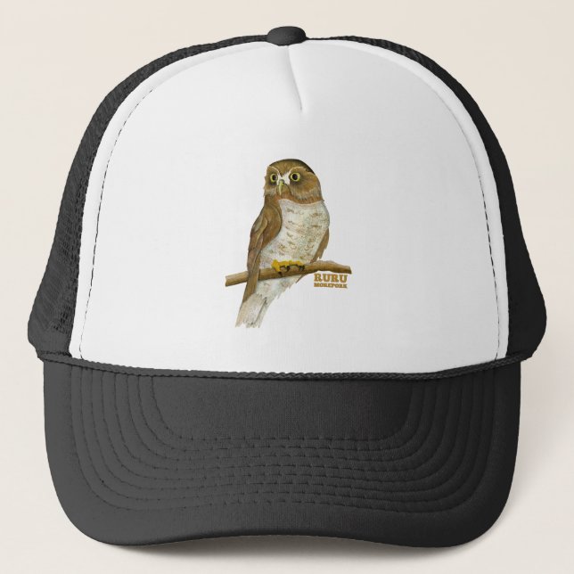 Morepork Ruru New Zeland Bird Trucker Hat (Front)