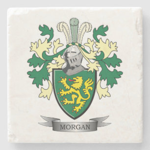 Morgan Family Crest Coat of Arms Stone Coaster