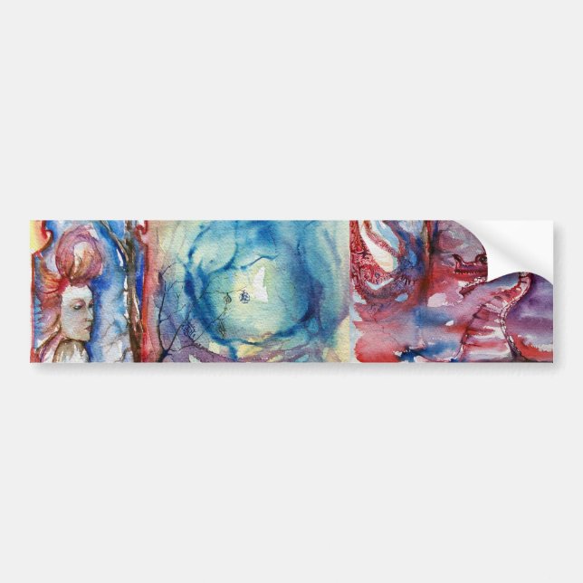 MORGANA / Magic and Mystery ,Pink Blue Fantasy Bumper Sticker (Front)
