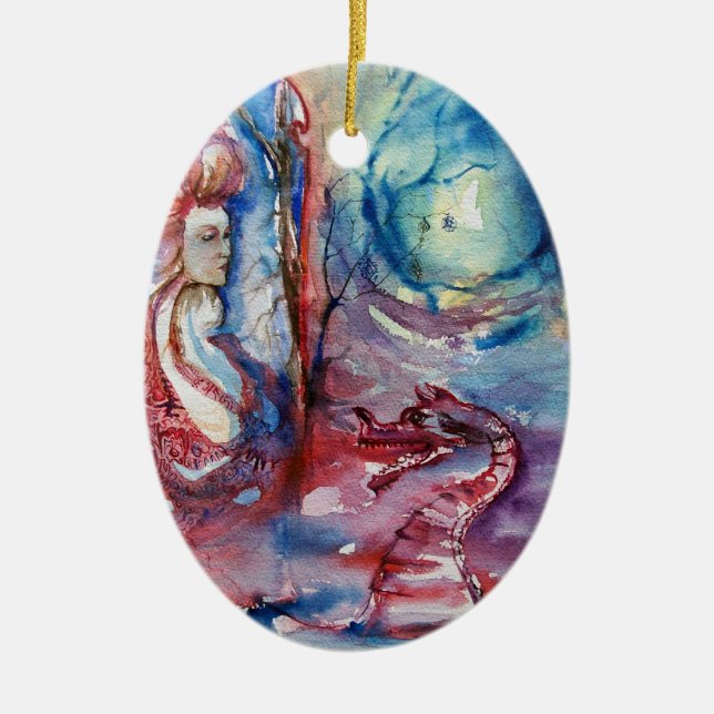 MORGANA / Magic and Mystery ,Pink Blue Fantasy Ceramic Tree Decoration (Front)