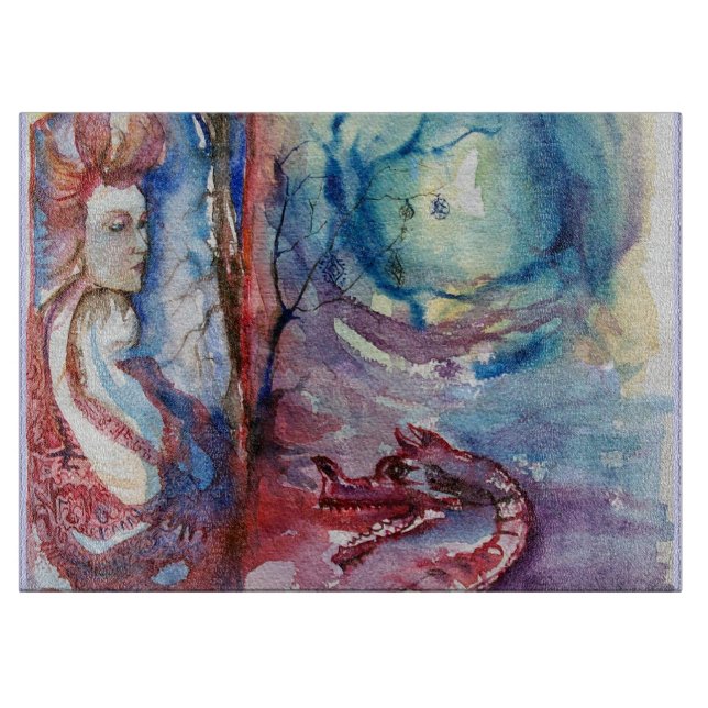 MORGANA / Magic and Mystery ,Pink Blue Fantasy Cutting Board (Front)