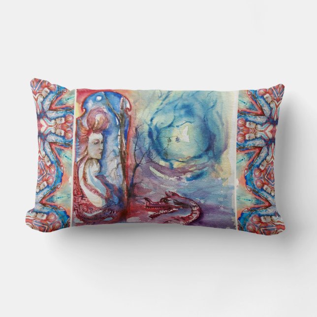 MORGANA / Magic and Mystery ,Pink Blue Fantasy Lumbar Cushion (Front)