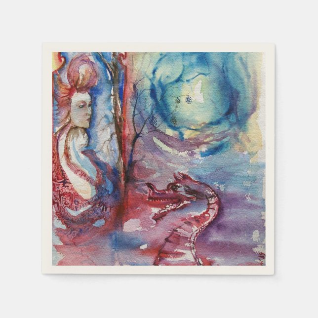 MORGANA / Magic and Mystery ,Pink Blue Fantasy Napkin (Front)