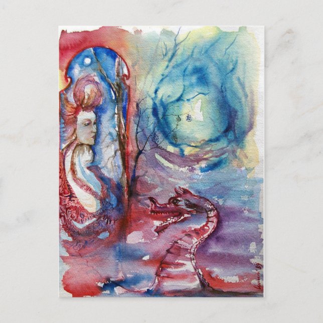 MORGANA / Magic and Mystery ,Pink Blue Fantasy Postcard (Front)