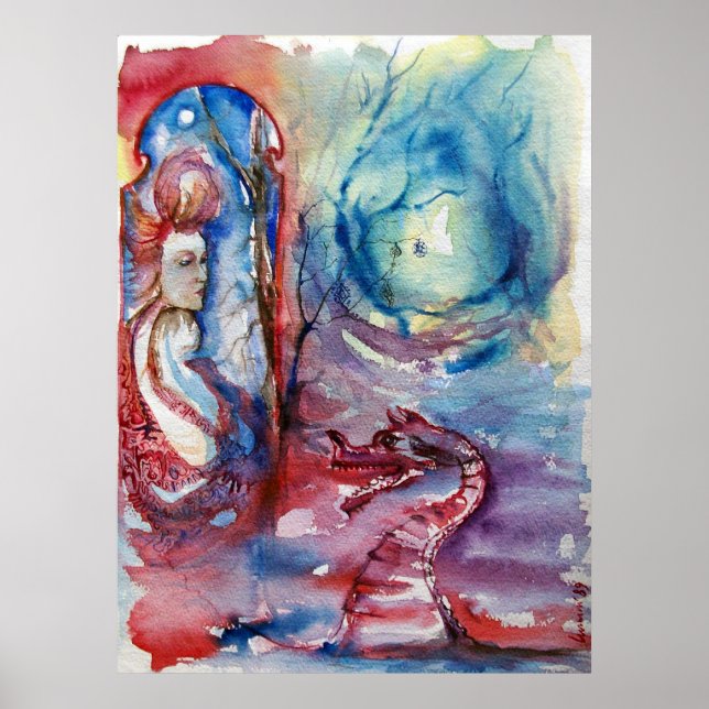 MORGANA / Magic and Mystery Pink Blue Fantasy Poster (Front)