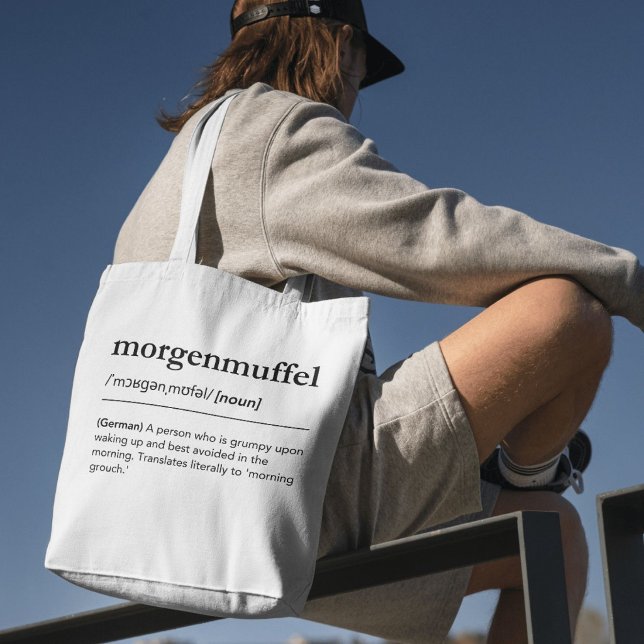 Morgenmuffel German Word Grumpy Funny Morning Tote Bag (Creator Uploaded)