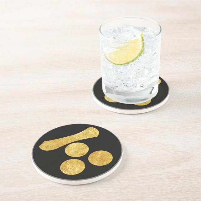 Mori Mon Japanese samurai clan in faux gold Coaster (Side)
