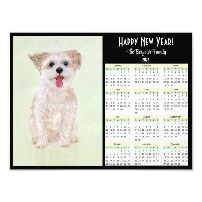 Morkie 2026 Calendar Photo Print (Front)