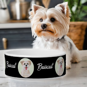 Morkie Black Pet Bowl Round Image